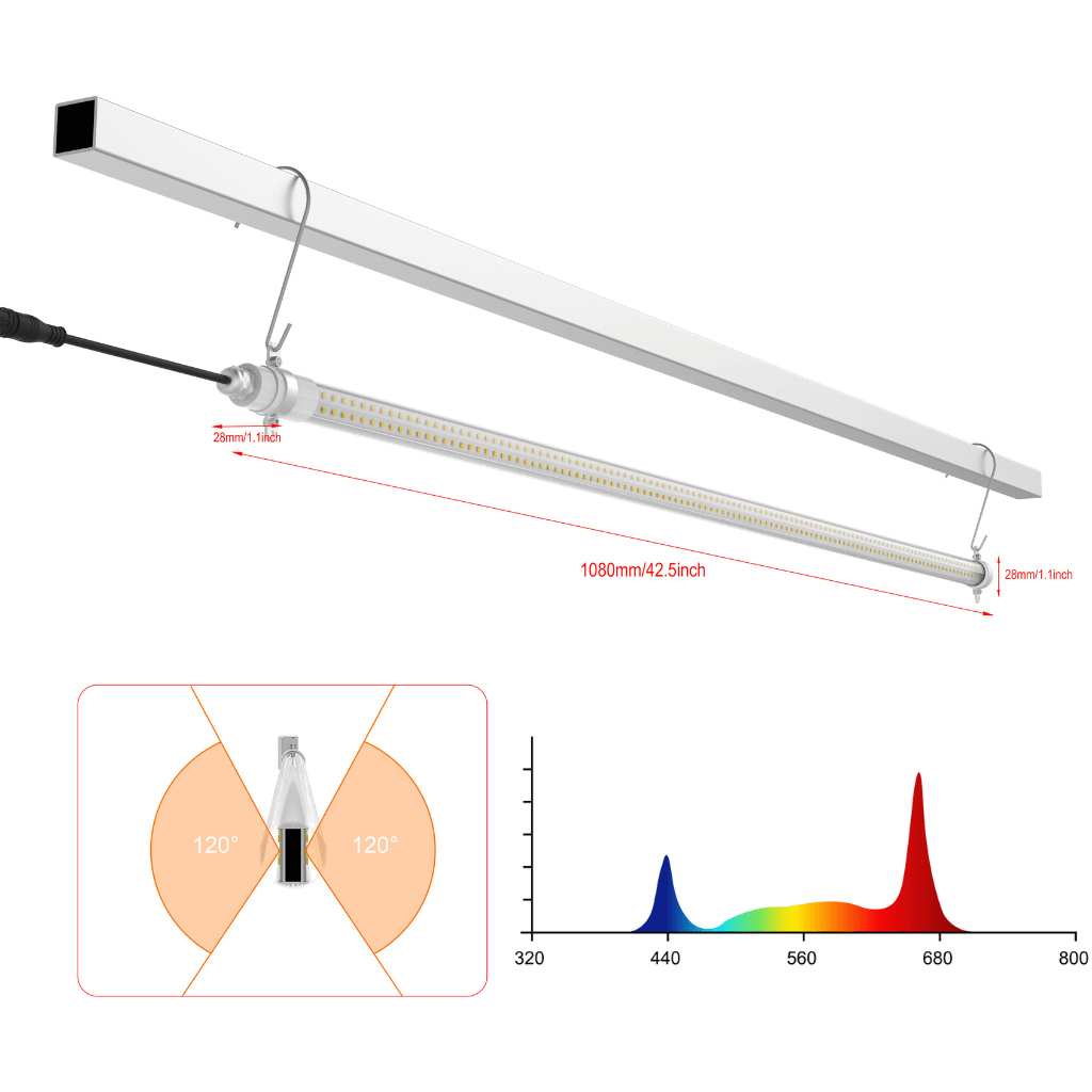 N240 LED Interlighting - Greenhouse Supplemental Lights, 40 Watts, 2.8 µmol/J, IP66, Full Spectrum | Cultiuana