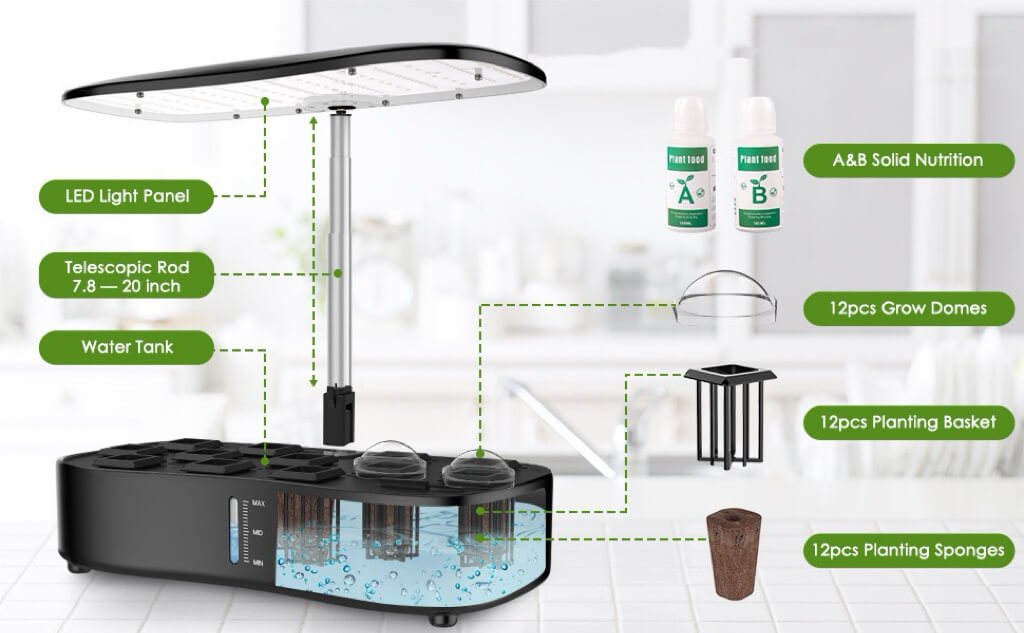 Hydroponic Growing System 24 Watt | Indoor Hydroponic Garden | Grow Machine Indoors | Cultiuana