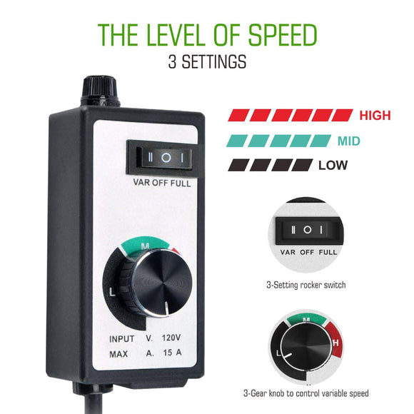 120V 15A Inline Fan Speed Controller | Line Duct Fan Variable Speed Controller | Cultiuana HHY-919