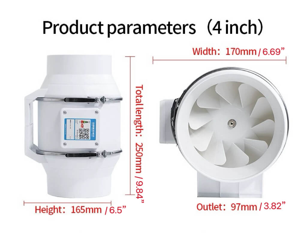 Inline Exhaust Fan for Grow Tent | 3/4/6/8 Inch Inline Duct Booster Fan | Cultiuana DTO-102