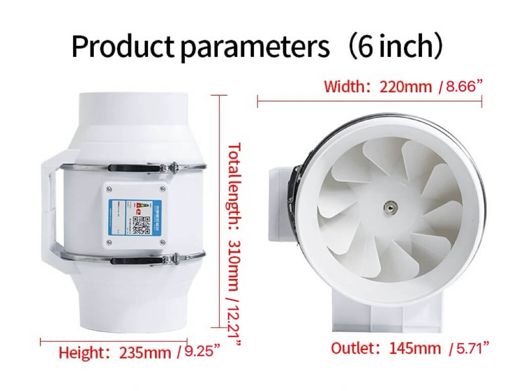 Inline Exhaust Fan for Grow Tent | 3/4/6/8 Inch Inline Duct Booster Fan | Cultiuana DTO-102