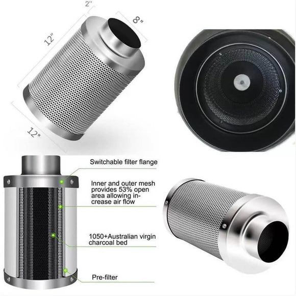 Inline Fan With Carbon Filter And Thermostat - 4 Inch | 6 Inch | 8 Inch Options