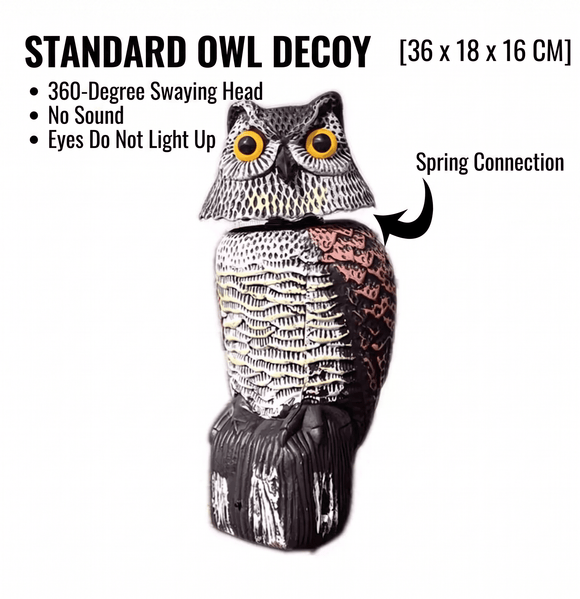 Predator Decoys for Birds | Rotating Head Owl Decoy | Motion Activated Solar Powered Owl Decoy for Birds