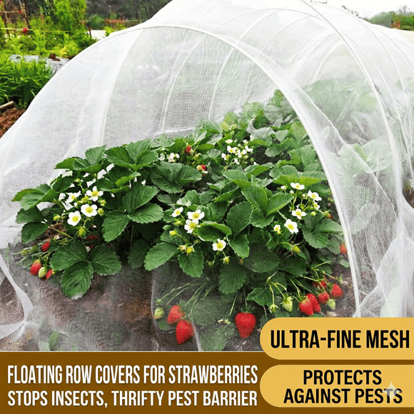 Floating Row Covers For Strawberries | 60 Mesh Pest Birds Control Protection | Multiple Sizes Available