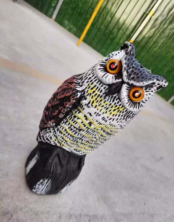 Predator Decoys for Birds | Rotating Head Owl Decoy | Motion Activated Solar Powered Owl Decoy for Birds