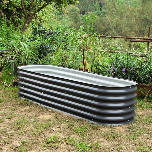 17" Metal Round Raised Garden Bed | 17" Corrugated Metal Garden Beds | For Outdoor Flowers