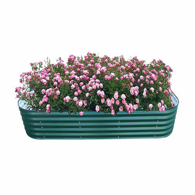 17" Metal Round Raised Garden Bed | 17" Corrugated Metal Garden Beds | For Outdoor Flowers - 0