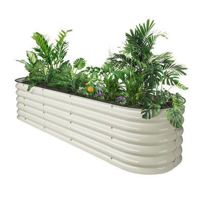 17" Metal Round Raised Garden Bed | 17" Corrugated Metal Garden Beds | For Outdoor Flowers