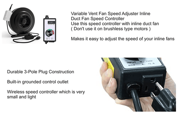120V 15A Inline Fan Speed Controller | Line Duct Fan Variable Speed Controller | Cultiuana HHY-919